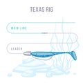 Texas rigged sort plastic bait fishing setup for bass Royalty Free Stock Photo