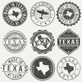 Texas Set of Stamps. Travel Stamp. Made In Product. Design Seals Old Style Insignia. Royalty Free Stock Photo