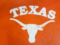 Texas sign and bull face with horns orange background Royalty Free Stock Photo