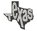 Texas. Silhouette state. Texas map with text script.