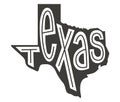Texas. Silhouette state. Texas map with text script