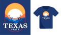 Texas State with beautiful natural scenery and cactus silhouettes Royalty Free Stock Photo