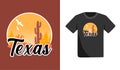 Texas State with beautiful natural scenery and cactus silhouettes Royalty Free Stock Photo
