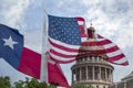 Texas state capital and waving flags Royalty Free Stock Photo