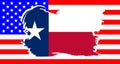 Texas State Flag With Grunge Border Over The USA Flag Royalty Free Stock Photo