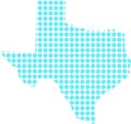Texas State Map Vector Illustration - USA Outline Silhouette with Blue Circle Pattern on White Background Royalty Free Stock Photo