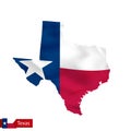 Texas state map with waving flag of US State. Royalty Free Stock Photo