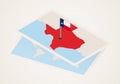 Texas state selected on map with isometric flag of Texas Royalty Free Stock Photo