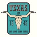 Texas state tee print with longhorn skull.