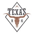 Texas state tee print with longhorn skull.