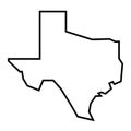 Texas black outline map. State of USA Royalty Free Stock Photo