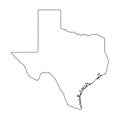 Texas, state of USA - solid black outline map of country area. Simple flat vector illustration