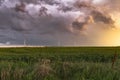 Texas Stormy Sunset along wind turbines Royalty Free Stock Photo