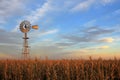 Texas style westernmill windmill at sunset, Argentina Royalty Free Stock Photo