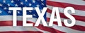 Texas text American flag. 3d United States American Flag. US American Flags Close Up. US US Flag Motion HD resolution USA Royalty Free Stock Photo