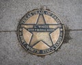 Texas Trail of Fame star honoring the boot & saddle maker Leon White at the Fort Worth Stockyards in Texas.