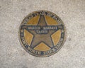 Texas Trail of Fame star honoring the William Barrett Travis at the Fort Worth Stockyards in Texas.