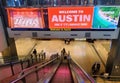 Texas, U.S - April 4, 2024 - The \'Welcome to Austin\' sign by the elevator at the Austin-Bergstrom Intl Airport Royalty Free Stock Photo