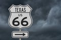 Texas US route 66 road trip USA highway road sign Royalty Free Stock Photo