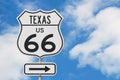 Texas US route 66 road trip USA highway road sign Royalty Free Stock Photo