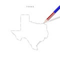 Texas US state vector map pencil sketch. Texas outline map with pencil in american flag colors Royalty Free Stock Photo