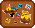 Texas, Utah travel stickers with scenic attractions Royalty Free Stock Photo