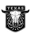 Texas, vintage emblem with bull skull. Vector illustration.