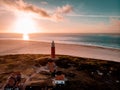 Texel lighthouse during sunset Netherlands Dutch Island Texel Royalty Free Stock Photo