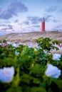 Texel lighthouse during sunset Netherlands Dutch Island Texel Royalty Free Stock Photo