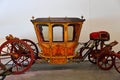 TExhibits of antique carriages in National Coach Museum in Lisbon, Portugal Museu Nacional Coches