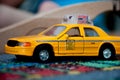 Texi driver , toy car Royalty Free Stock Photo