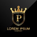 P Letter Alphabet Luxury Gold Logo