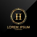 H Letter Alphabet Luxury Gold Logo