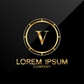 V Letter Luxury Gold