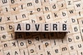 Text of adverb on cubes Royalty Free Stock Photo