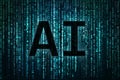 Text AI on abstract digital background. Artificial intelligence Royalty Free Stock Photo