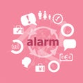 Text Alarm. Security concept . Icons set. Flat pictogram. Sign and symbols for business, finance, shopping, communication, Royalty Free Stock Photo