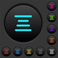 Text align center dark push buttons with color icons Royalty Free Stock Photo