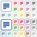 Text align justify last row left outlined flat color icons Royalty Free Stock Photo