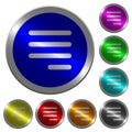 Text align justify last row right luminous coin-like round color buttons Royalty Free Stock Photo
