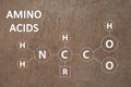 Text Amino Acids  and chemical formula on brown stone surface Royalty Free Stock Photo
