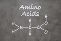 Text Amino Acids  and chemical formula on grey stone surface Royalty Free Stock Photo