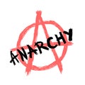 Text Anarchy and anarchy symbol drawn by hand. Sketch, grunge, ink. Vector illustration.