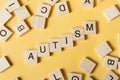 Text of AUTISM on wood cubes. Wooden abc