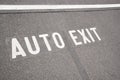 Text AUTO EXIT on road surface Royalty Free Stock Photo