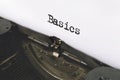 Text Back to Basics typed on retro typewriter Royalty Free Stock Photo