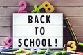 Text back to school in a lightbox Royalty Free Stock Photo