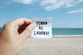 Text back to work in italian in a note Royalty Free Stock Photo