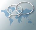 Text balloons with world map background Royalty Free Stock Photo