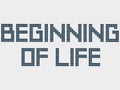 Text beginning of life. Old computer font, squares, staircase effect. Pixel square font. Alphabet letters. Typeface